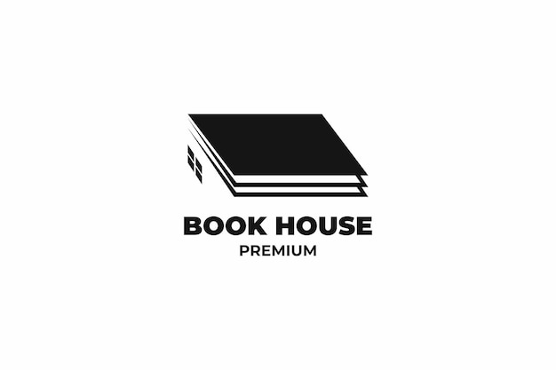 Flat book house logo design