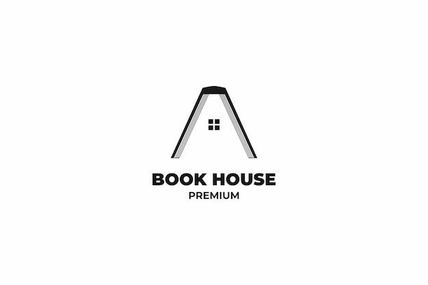 Flat book house logo design