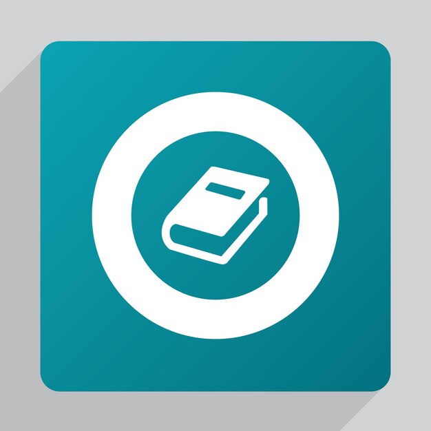 Flat book icon, white on green background