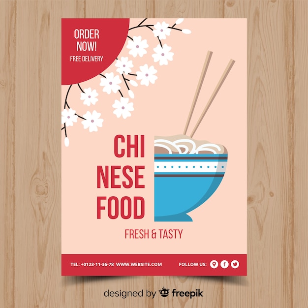 Flat bowl chinese restaurant flyer