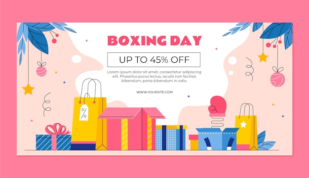 Vector flat boxing day horizontal banner template