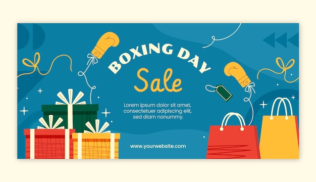 Flat boxing day horizontal banner template