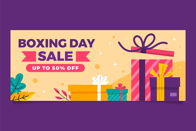 Flat boxing day sale horizontal banner template