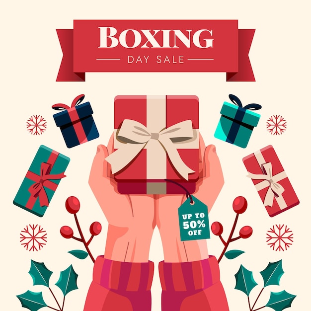 Vector flat boxing day sale illustration