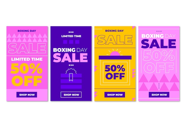 Vector flat boxing day sale instagram stories collectie
