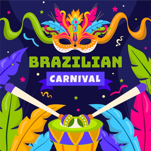 Flat brazilian carnival background