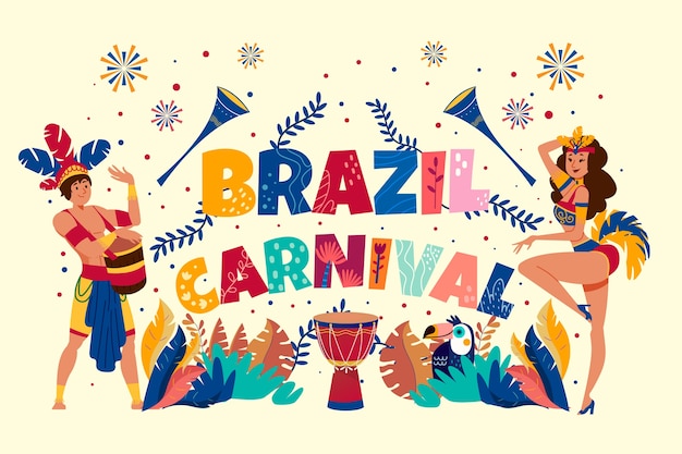 Flat brazilian carnival background