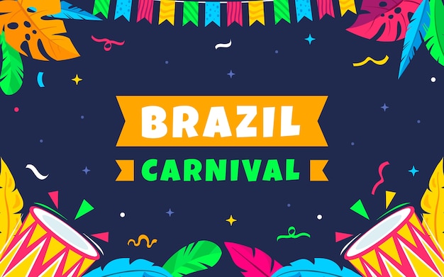 Vettore sfondo piatto carnevale brasiliano