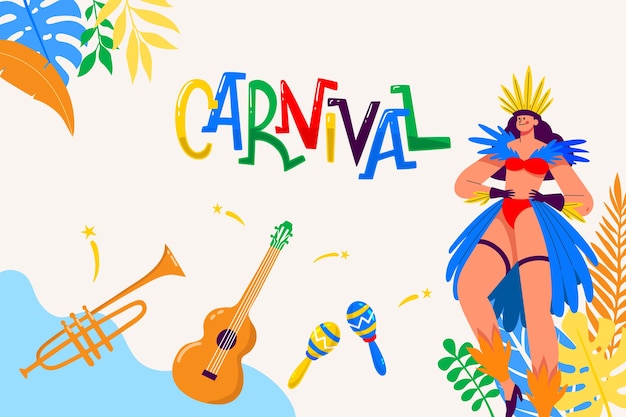 Vector flat brazilian carnival background