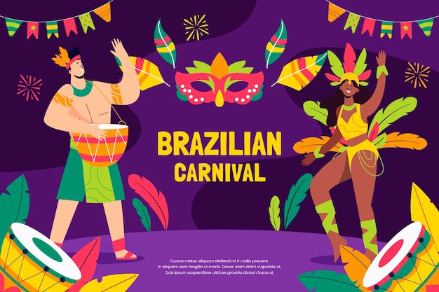 Vector flat brazilian carnival background