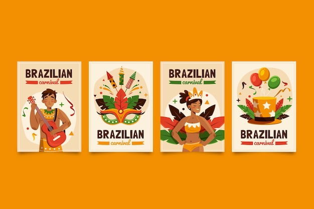 Flat brazilian carnival cards