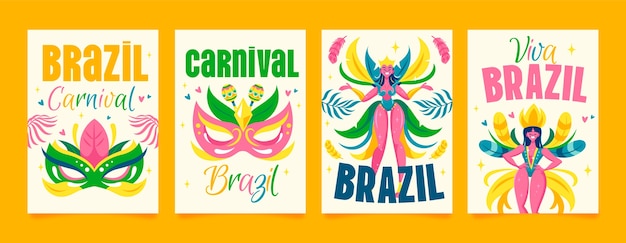 Плоские бразильские карнавальные карточки