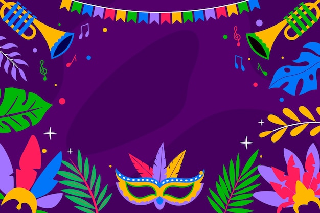 Flat brazilian carnival celebration background