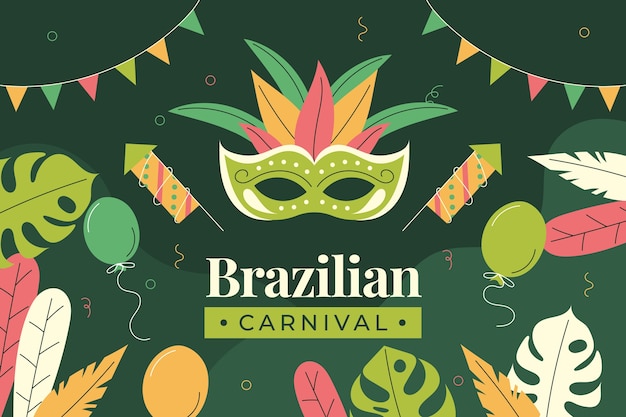 Flat brazilian carnival celebration background