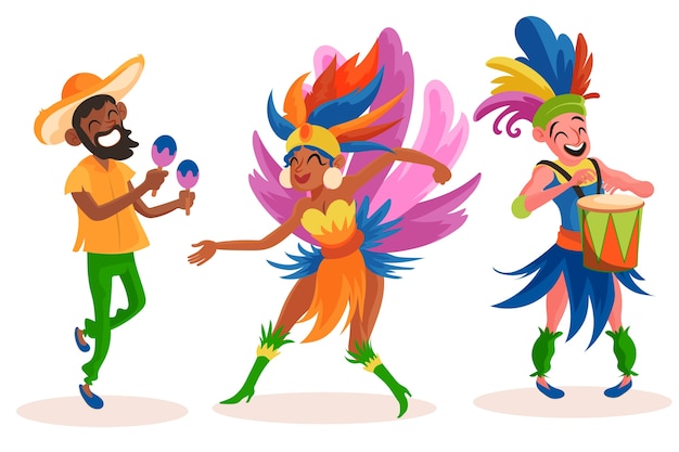 Vector flat brazilian carnival characters illustration