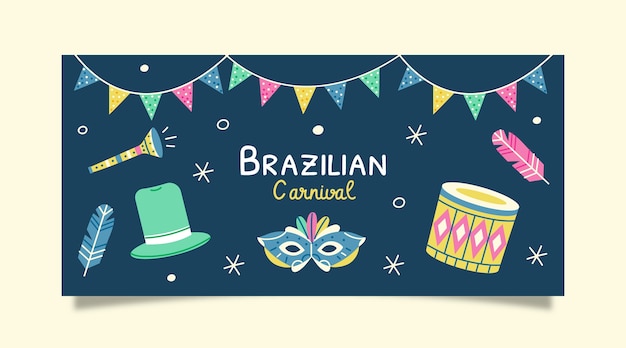 Vettore banner orizzontale piatto carnevale brasiliano