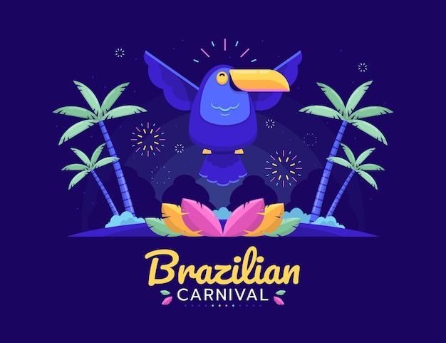 Плоская иллюстрация бразильского карнавала