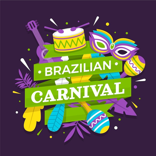 Vettore illustrazione di carnevale brasiliano piatto