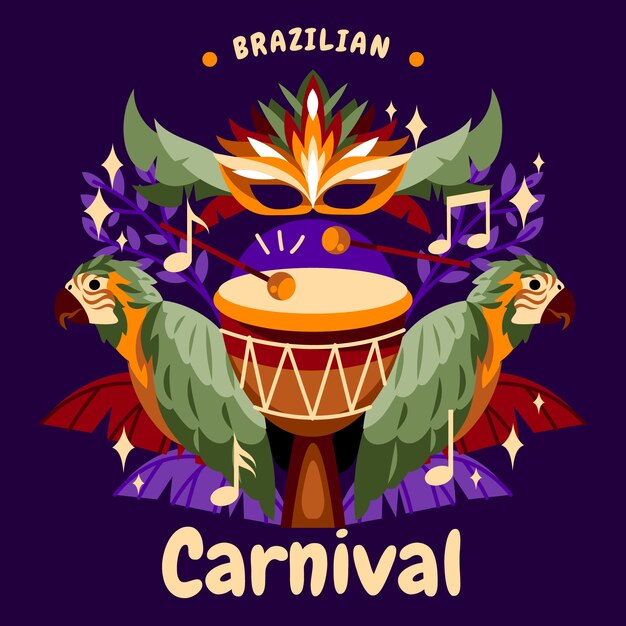 Flat brazilian carnival illustration