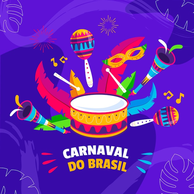 Vettore illustrazione di carnevale brasiliano piatto