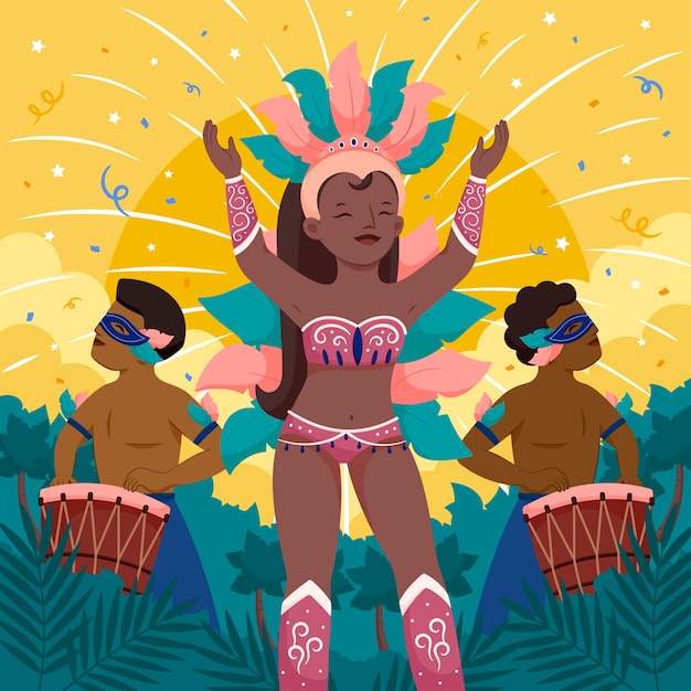 flat brazilian carnival illustration