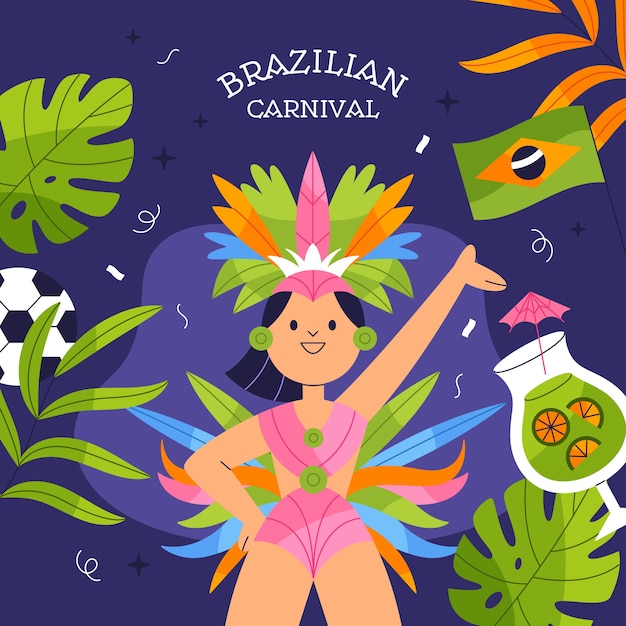 Illustrazione di carnevale brasiliano piatto
