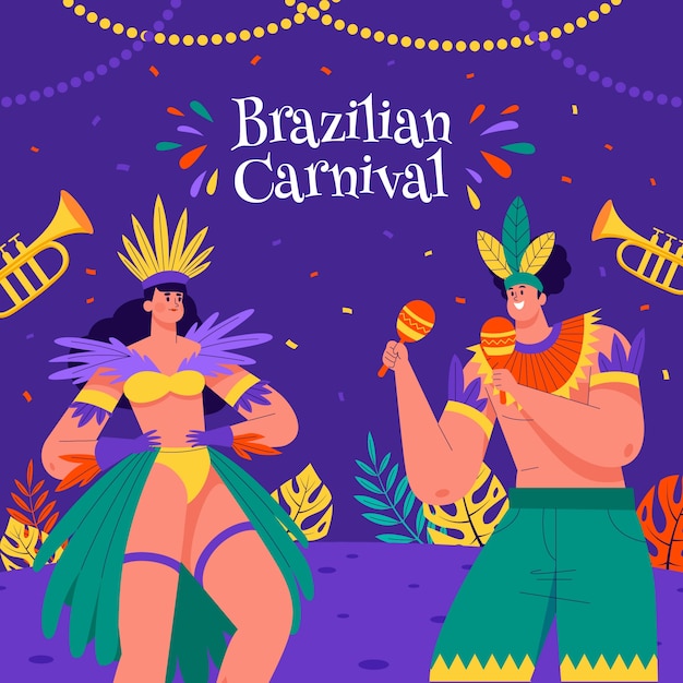 Vector flat brazilian carnival illustration