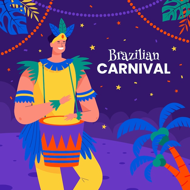 Vettore illustrazione piatta del carnevale brasiliano