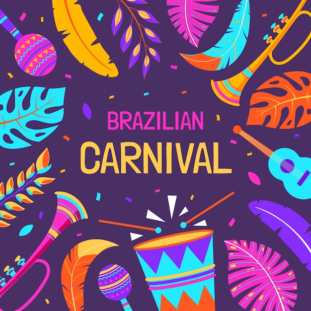 Vettore illustrazione piatta del carnevale brasiliano