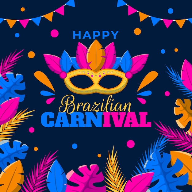 Flat brazilian carnival mask