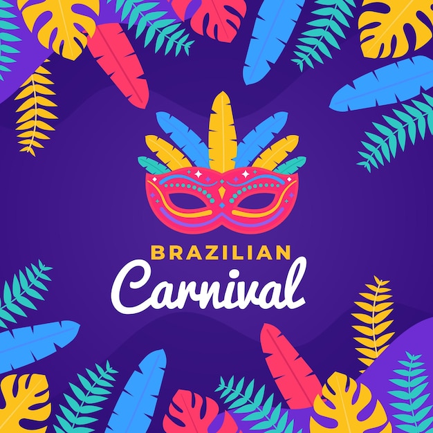 Flat brazilian colorful carnival leaves