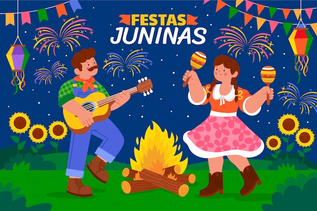 Sfondo delle festas juninas brasiliane piatte