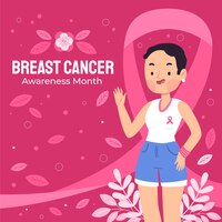 Illustrazione del mese di consapevolezza del cancro al seno piatto