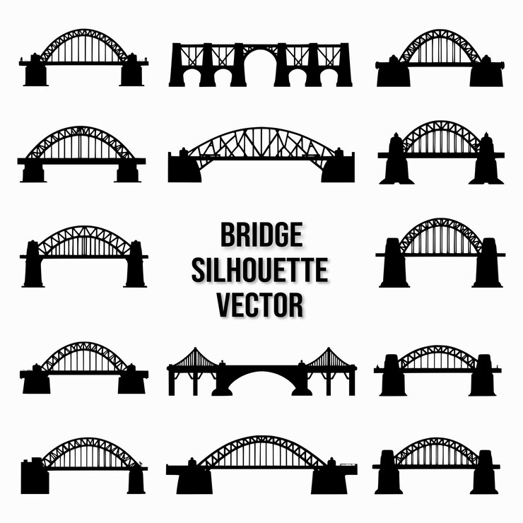 Vector flat bridge isolated vector silhouette