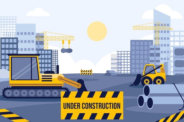 Vector flat building construction background