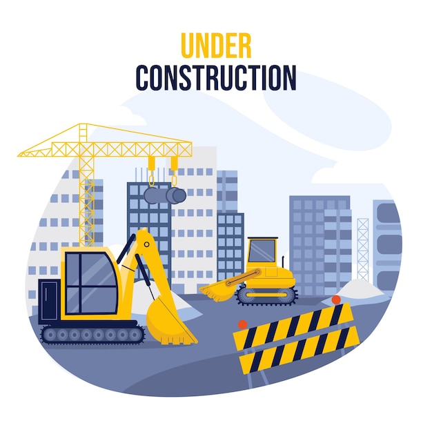 Vector flat building construction illustration