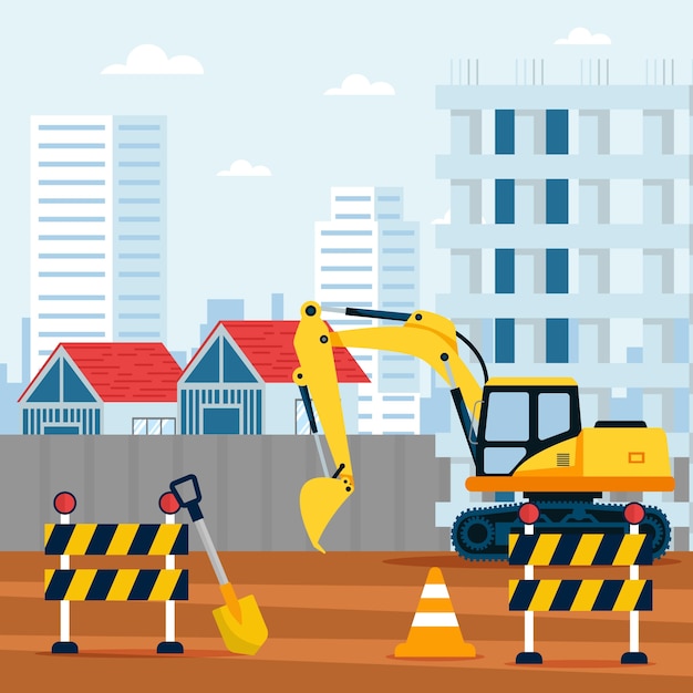 フラットビル建設のイラスト