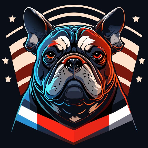 Flat Bulldog Graphic with Patriotic Theme