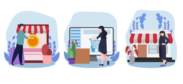 Flat Bundel E Commerce Ontwerp Illustratie