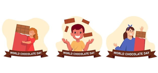 Flat Bundel Wereld Chocolade Dag Ontwerp Illustratie