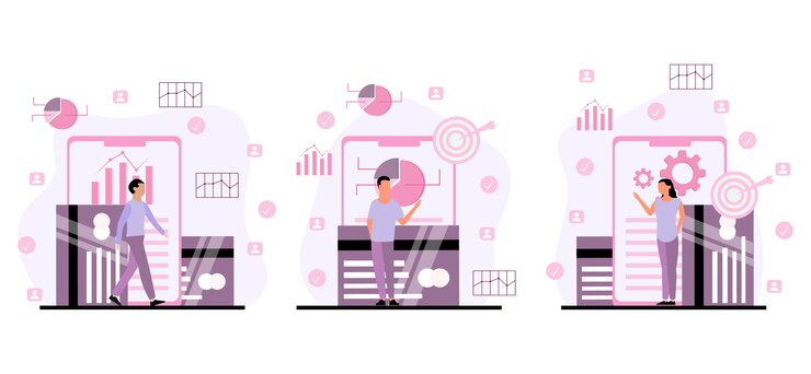 Vector flat bundle business design illustration