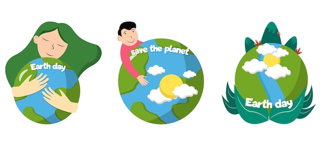 Vector flat bundle earth day design illustration