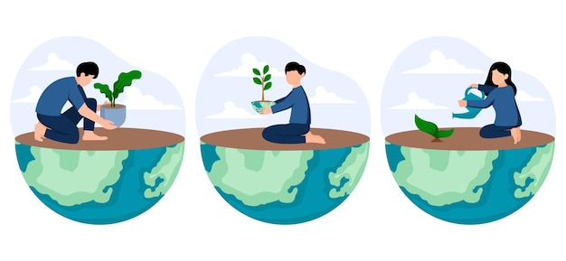 Flat Bundle Earth Day Design Illustration