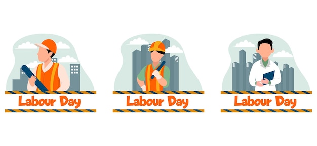 Flat bundle labour day design illustration