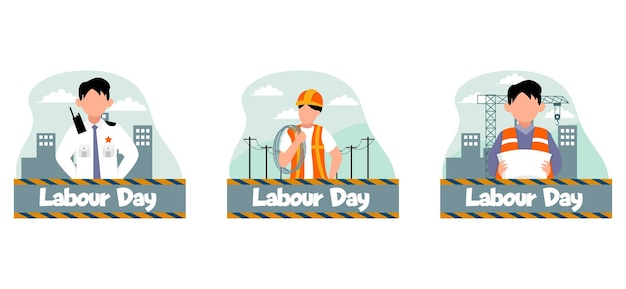 Flat Bundle Labour Day Design Illustration
