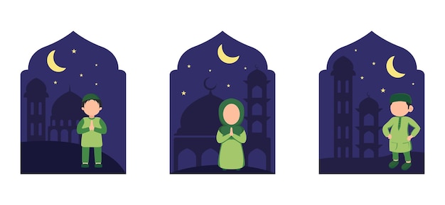 Flat bundle ramadan design illustration