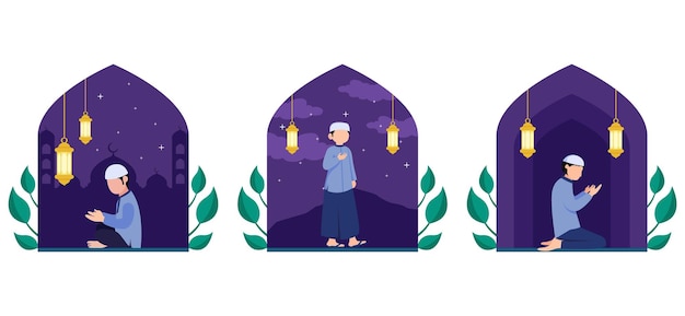 Flat bundle ramadan design illustration