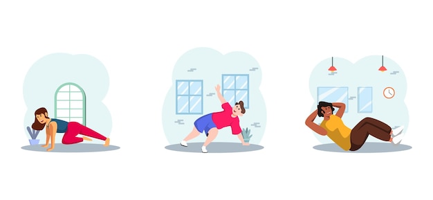 Flat Bundle Workout Design Illustration