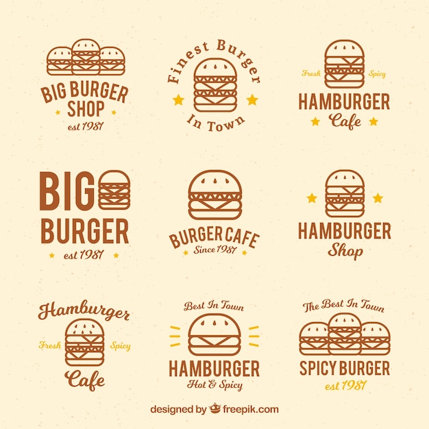 Vector flat burger logo collectie