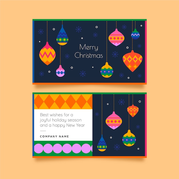 Vector flat business christmas cards set